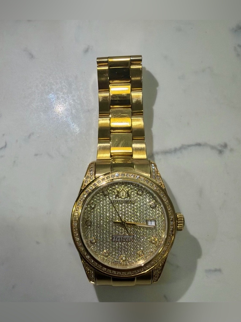 Ladies 1.5 Ct Diamond Yellow Gold Plated Watch  Tribeca Iced Out By Luxurman